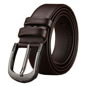 Ceinture décontractée écologique en cuir de vache véritable avec boucle carrée en acier et logo personnalisé pour hommes et femmes - Product Image 1