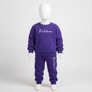 Ensemble de vêtements vintage pour enfants, survêtements deux pièces à motif uni pour petits enfants 2026 - Product Image 1