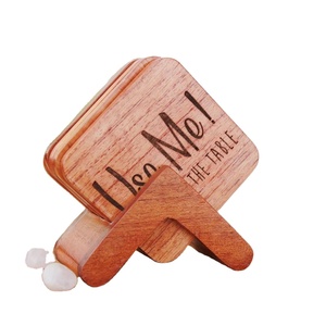 Hot Selling Custom Engraved Wooden Coaster Set <b>PC</b> Material Mat/Pad with Holder for Home <b>Table</b> Decorative Usage - Product Image 2