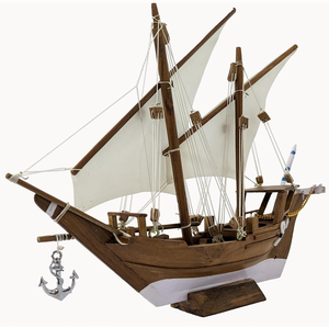Modèle de bateau à voile en bois fait main, figurine décorative nautique, ornement de bateau pour la maison, le bureau ou la décoration côtière - Product Image 6