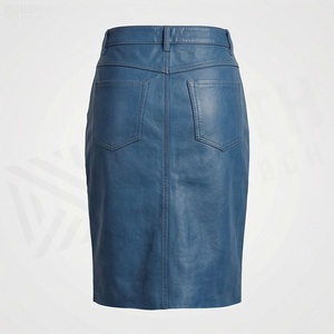 Falda Lápiz de Cuero Sintético PU para Mujer, Cintura Alta, Largo hasta la Rodilla, Color Sólido, Diseño Brillante con Bolsillo, para Todas las Temporadas - Product Image 2