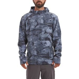 Sudadera con Capucha de Pesca Unisex Personalizada para Adultos, Degradado Azul, UPF 50, Anti-UV, Manga Larga, Impresión por Sublimación Frontal, Secado Rápido, Poliéster, para Exteriores - Product Image 1
