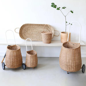 Cesta con ruedas de ratán para decoración de sala de juegos, cesta para guardería, maleta con ruedas, cestas con diseño encantador - Product Image 2