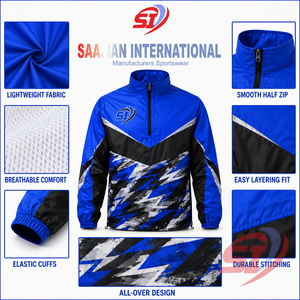 Custom Sports Windbreaker <b>Jacket</b> <b>Camo</b> Print Half Zip Teamwear OEM ODM Wholesale Manufacturer - Product Image 4