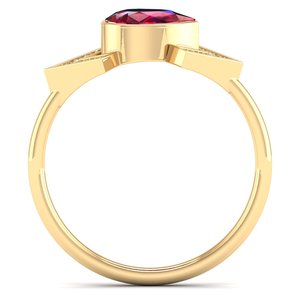 แหวนหมั้นเพชรโมอิสซาไนต์ทองคำแท้ 14K รุ่นใหม่ REYES ประดับพลอยทับทิม 0.75 กะรัต เครื่องประดับคุณภาพสำหรับผู้หญิง - Product Image 4