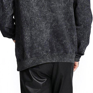 Meilleur produit 2026 pour la vente en gros : Sweat à capuche pour hommes, coupe oversize, vintage, délavé foncé, avec motif tête de mort et impression en relief flamme tour. - Product Image 2