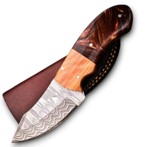 Cuchillo de caza/camping UA Supplies de acero de Damasco forjado a mano, hoja fija de 5 pulgadas con punta caída, afilado como una navaja, mango de madera de olivo y epoxi. - Product Image 1