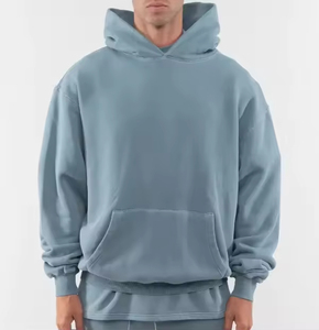 Sweat à capuche personnalisé de qualité supérieure en molleton épais, respirant, 100 % coton, 430 g/m², coupe oversize, effet délavé, pour homme, collection automne, OEM - Product Image 1