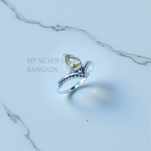 แหวนเงินสเตอร์ลิง925น้ำหนักเบาแหวนพลอยซิทรินเจียระไนแบบน่าทึ่ง - Product Image 2