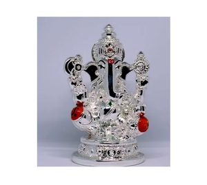 Traditional Stainless Steel Silver Plated Handmade Metal Handicraft Hindu Deity Idol Statue <b>Mandir</b> Home Temple Puja Accessories - Product Image 1