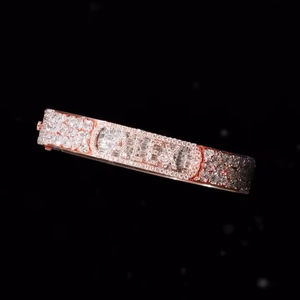 Women's Cuban Chain <b>Bracelet</b> Rose Gold Plated Hip Hop Brilliant Cut Iced VVS Diamond IGI Certified Diamond <b>Bracelets</b> & <b>Bangles</b> - Product Image 6
