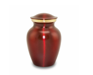 Classic Red Metal Cremation Urn Round Shape Traditional Design Sympathy Gift for Adult <b>Memorial</b> Funeral Storage Container ashes - Product Image 1