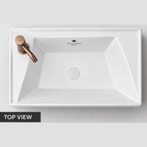 Lavabo mural rectangulaire moderne en céramique, avec robinet monotrou, capacité 12L, facile à nettoyer, écologique, pour hôpitaux et hôtels, blanc - Product Image 4