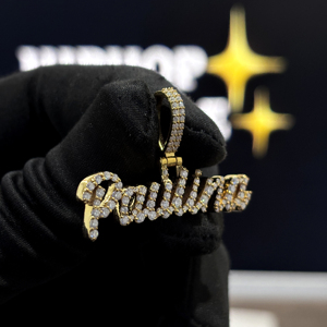 <b>Custom</b> <b>Name</b> Pendant 925 Silver VVS Moissanite Diamond Hip Hop <b>Necklace</b> Personalized Letter Charm Yellow Gold Manufacturer - Product Image 2