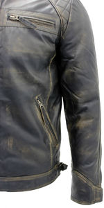 Brand New 2026 <b>Men's</b> Vintage Black Retro Casual Genuine Leather Zipper Closure Breathable <b>Sherpa</b> Lined Fur Trim <b>Jacket</b> - Product Image 3