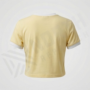 เสื้อครอปท็อปผู้หญิงผ้าฝ้ายพรีเมียมสีสันตามสั่ง น้ำหนักเบา สไตล์สตรีทแวร์ แห้งเร็ว เสื้อเชิ้ตสีพื้นแบบปรับแต่งได้ ชุดออกกำลังกาย - Product Image 2