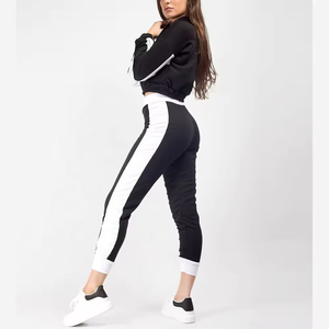 Conjunto de Yoga de 2 Piezas para Mujer, Top Regular con Bloques de Color, Leggings de Cintura Alta, Largo Completo, Poliéster y Algodón, Antiolor, con Bolsillos, Ropa Deportiva - Product Image 3