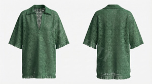 Camisetas Polo Oversize con Dobladillo de Flecos, Modernas y Elegantes, con Diseño Floral Bordado Personalizado, Cuello en V y Manga Corta - Product Image 4