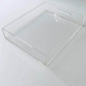 Luxury Acrylic Display Serving Tray with Brass Handles For Tea Coffee <b>Clear</b> Lucite Modern Tray For Vanity & Coffee <b>table</b> decor - Product Image 6