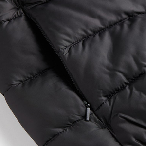 Wholesale <b>Men's</b> Black Shiny Hooded Cotton <b>Puffer</b> Jacket with Stand Collar Canvas Fabric Windproof Winter <b>Coat</b> - Product Image 5