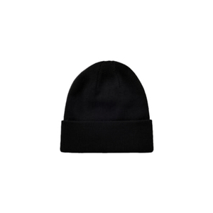 Bonnet unisexe noir uni en acrylique tricoté à revers, style décontracté pour adultes - Product Image 1