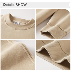 เสื้อสเวตเชิ้ตผู้ชายแบบเรียบ 350gsm ผ้าโพลีเอสเตอร์ผสมคอตตอน หนานุ่ม ใส่ได้ทั้งชายและหญิง คอกลม ทรงโอเวอร์ไซส์ หนาพิเศษ - Product Image 3