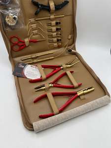 Kit de Herramientas para Extensiones de Cabello con Microperlas Rojas y Doradas, Alicates Multifuncionales Personalizables de Acero Inoxidable, Pinzas para Cabello, Cuchilla, Aguja de Coser - Product Image 4