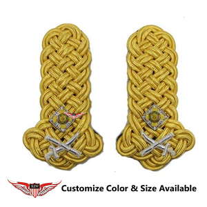 KEW High Best Customized Mylar Thread Embroidered Crown Shoulder Board <b>Braided</b> Quality Epaulettes <b>Accessory</b> Luxury Durable - Product Image 5