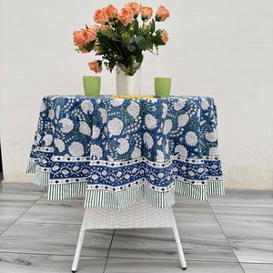 Nappe ronde en coton imprimée au bloc, fabrication indienne, personnalisée pour fêtes et mariages, vente en gros pour fabricants d'événements - Product Image 6