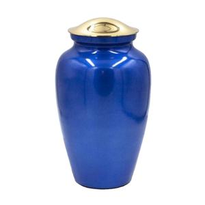 Urna de cremación azul profundo de tendencia con tapa dorada, urnas de esmalte alto, suministros funerarios, urnas artesanales de Metal de la mejor calidad, superventas - Product Image 1