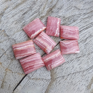 Cabochon en rhodochrosite naturelle, forme rectangulaire, dos plat, pierre précieuse calibrée - Product Image 5