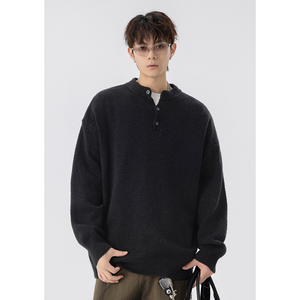 <b>Men's</b> Wholesale Winter <b>Henley</b> Knit Sweater <b>Long</b> <b>Sleeve</b> Button Neck Pullover Soft Warm Casual Classic Knitwear OEM ODM Clothing - Product Image 4