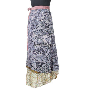 Nueva Falda Larga de Seda Estilo Bohemio Gitano para Niñas, Sarong, Arte y Artesanía, Sari de Seda Vintage Indio - Product Image 4