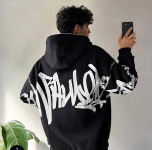 Fabricants de sweats à capuche en coton de haute qualité avec fermeture éclair intégrale, sweats à capuche en molleton français surdimensionnés personnalisés, sweats à capuche lourds à fermeture éclair surdimensionnés - Product Image 3