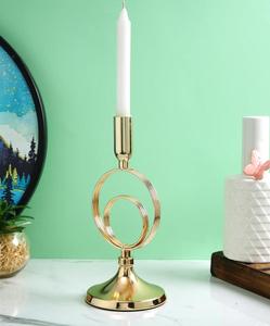 Golden <b>Brass</b> <b>Candlestick</b> Holder with Circular Design for Home Decoration - Product Image 1