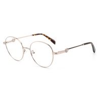 Montures de lunettes métalliques rondes fines à bordure complète OEM pour femmes, avec plaquettes de nez réglables, embouts de branches en acétate, logo personnalisé, vente en gros directe usine