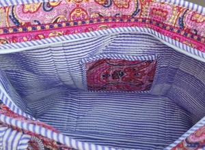 Sac fourre-tout bohème en coton pour femme, motif cachemire, poignées rayées, chaînes, fermeture éclair, sac de plage et de shopping - Product Image 4
