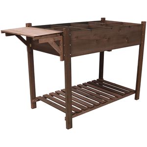 Fioriera Rialzata in Legno a 8 Scomparti, Pieghevole, con Ripiano Laterale e Mensola Portaoggetti per Coltivazione di Erbe/Verdure - Product Image 2