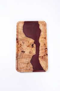 Bandejas de Almacenamiento de Lujo con Resina Epoxi Efecto Ola Oceánica y Madera Natural de Acacia con Asas Metálicas Doradas Premium para un Entretiempo Elegante en el Hogar - Product Image 2