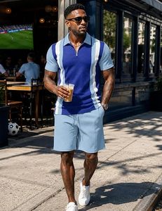 Conjunto de Ropa Casual de Verano para Hombre, Moderno, Ecológico, Transpirable, 100% Poliéster, Proveedor de Camisetas y Pantalones Cortos con Logotipo Personalizado - Product Image 1