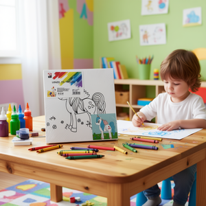 LIENZO Cadre de dessin en carton 15*15 pouces, ensemble de jouets de dessin pour enfants avec peinture et pinceaux - Product Image 3