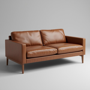 Canapé élégant et contemporain en cuir de vachette avec accoudoirs minimalistes et structure en bois renforcé pour les salons modernes - Product Image 1