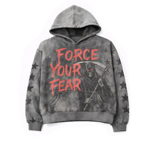 Sudadera con capucha y cremallera personalizada DTG, de algodón French Terry, con estampado gráfico completo, de peso pesado, unisex, para invierno, con efecto lavado a la piedra. - Product Image 5