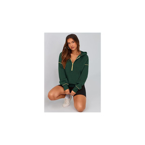 Sudadera corta de punto acanalado para mujer, con cremallera, elástica, ajustada, de manga larga, prenda de moda para mujer - Product Image 6