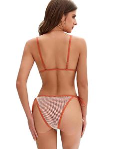 Bikini de Dos Piezas de Secado Rápido para Mujer, Tanga Triangular con Cordones de Malla, Decoración de Encaje, Talla Adulto, para Playa y Piscina - Product Image 2