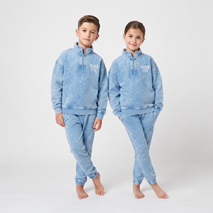 Conjunto Deportivo Unisex para Niños, Sudadera con Media Cremallera y Pantalones Jogger de Algodón con Lavado Ácido, para Niño y Niña - Product Image 4