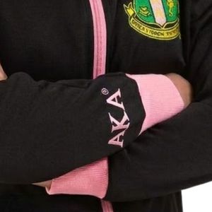 Black and <b>Pink</b> Women Full Zip Track <b>Jacket</b> with Embroidered Crest Long Sleeve Athletic Casual Sports Outerwear Comfortable Wear - Product Image 2