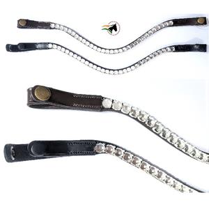 Frontal en cuir à canaux interchangeables et vides avec boucles à pression pour changement rapide, accessoire de bridon DIY pour cristaux - Product Image 1