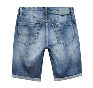 Pantalones Cortos de Mezclilla Elásticos de Algodón para Hombre, Novedad de Primavera, Corte Slim, Lavado Personalizado, Cintura Media, Tejido de Punto, Casuales para Verano, Venta al por Mayor - Product Image 1