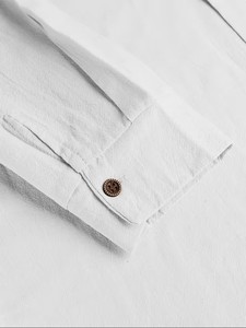 Stand-<b>up</b> Collar Casual Shirt-Sophisticated Mature Look with Breathable Linen/Cotton Fabric Anti-Wrinkle & Eco-Friendly - Product Image 5